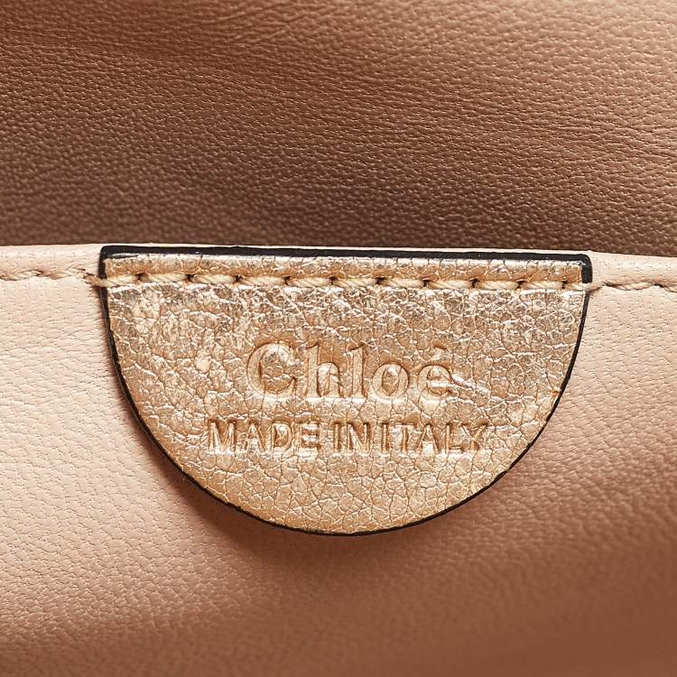 Pre Owned Chloe Gold Leather Small Elsie Shoulder Bag
