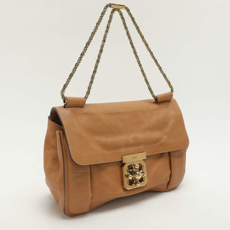 Pre Owned  Chloe Brown Leather Medium Elsie Chain Shoulder Bag