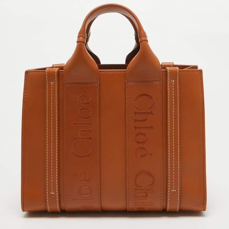 Pre Owned Chloe Brown Leather Small Woody Tote