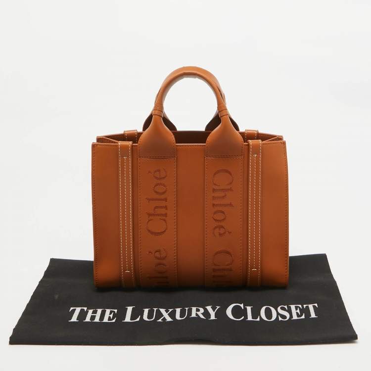 Pre Owned Chloe Brown Leather Small Woody Tote