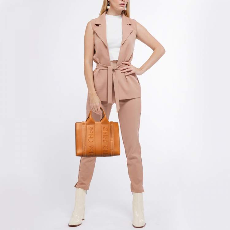 Pre Owned Chloe Brown Leather Small Woody Tote