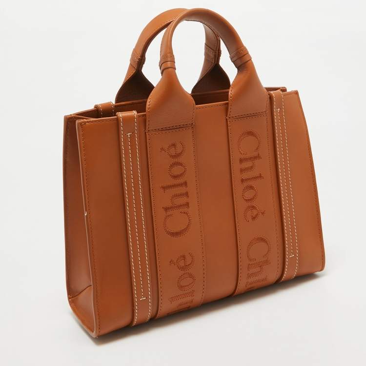 Pre Owned Chloe Brown Leather Small Woody Tote