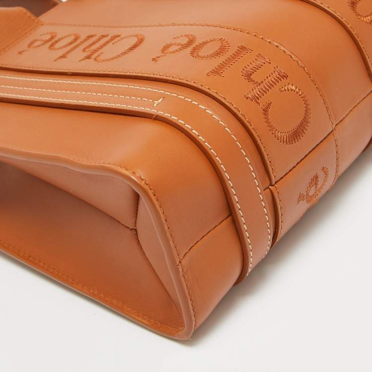 Pre Owned Chloe Brown Leather Small Woody Tote