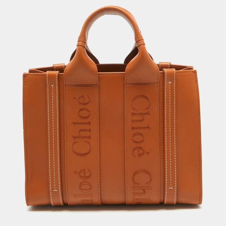 Pre Owned Chloe Brown Leather Small Woody Tote