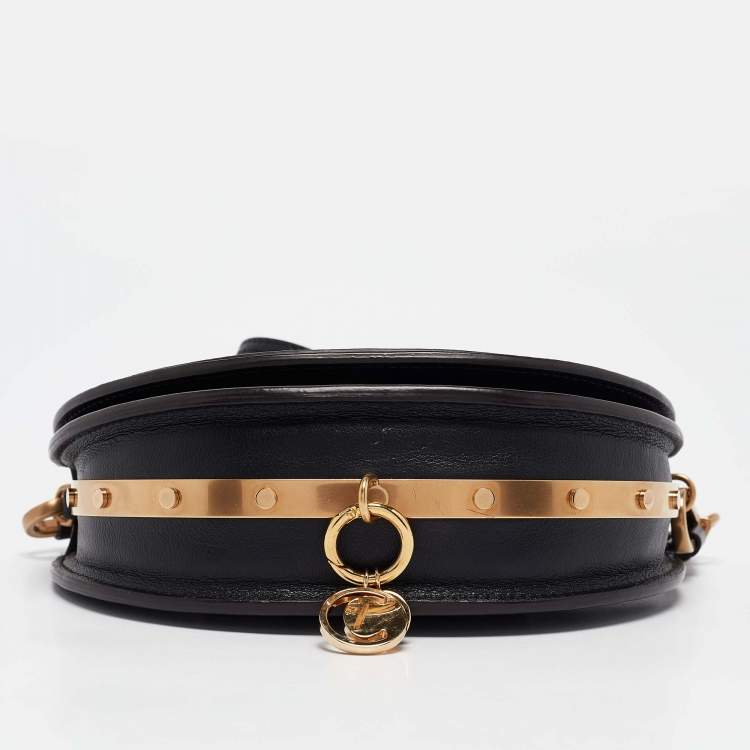 Pre Owned Chloe Black Leather Small Nile Bracelet Minaudiere Bag
