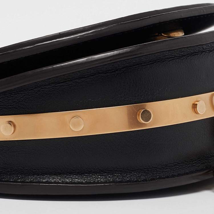 Pre Owned Chloe Black Leather Small Nile Bracelet Minaudiere Bag