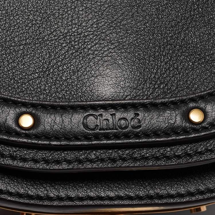 Pre Owned Chloe Black Leather Small Nile Bracelet Minaudiere Bag
