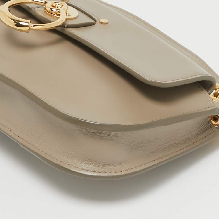 Pre Owned Chloe Grey Leather Mini Tess Crossbody Bag
