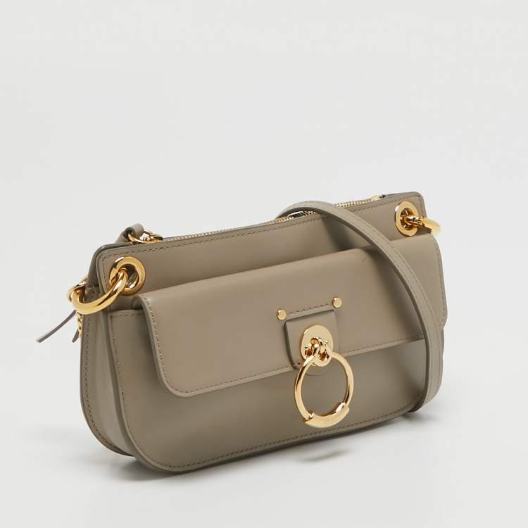 Pre Owned Chloe Grey Leather Mini Tess Crossbody Bag