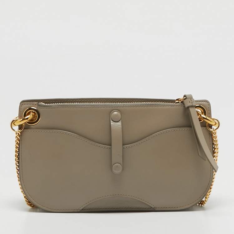 Pre Owned Chloe Grey Leather Mini Tess Crossbody Bag