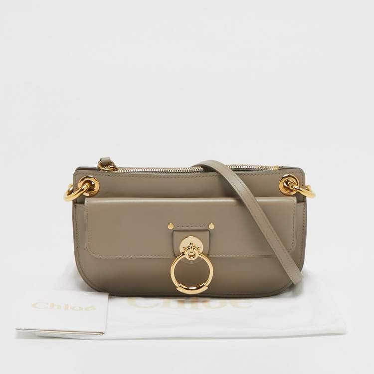 Pre Owned Chloe Grey Leather Mini Tess Crossbody Bag