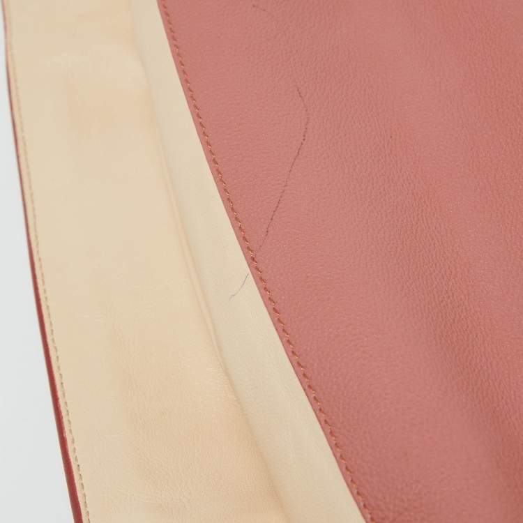 Pre Owned Chloe Peach Pink Leather Large Elsie Chain Shoulder Bag