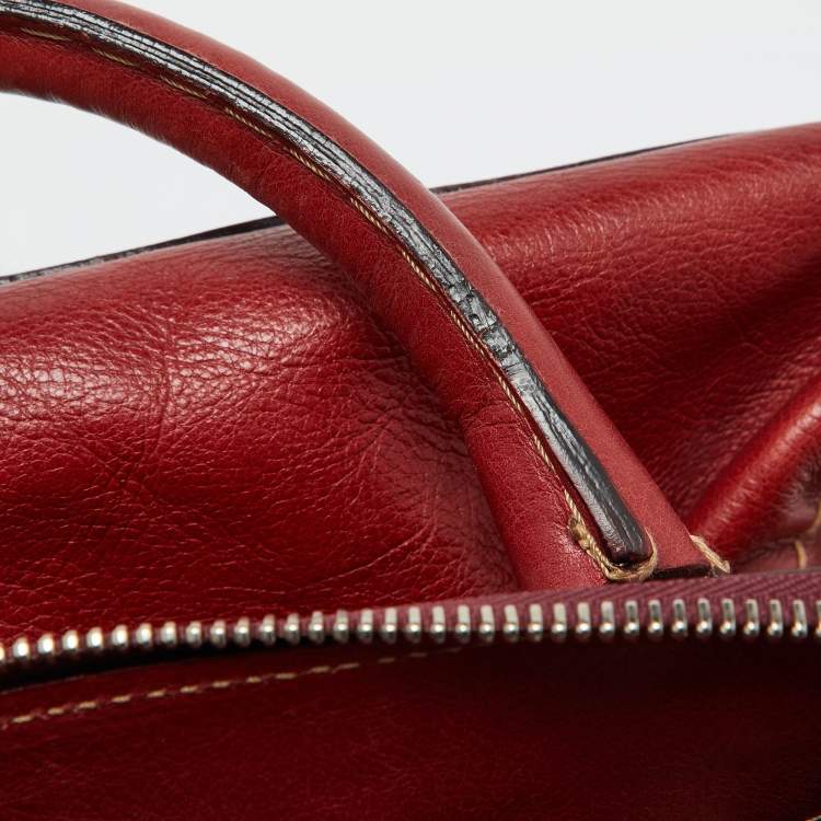 Pre Owned Chloe Red Leather Front Pocket Edith Satchel