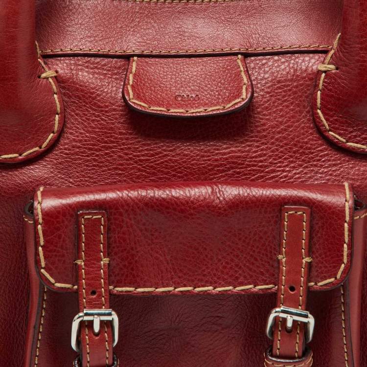 Pre Owned Chloe Red Leather Front Pocket Edith Satchel