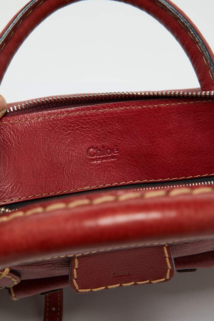 Pre Owned Chloe Red Leather Front Pocket Edith Satchel