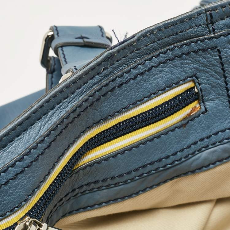 Pre Owned Chloe Blue Leather Studded Logo Patsy Tote