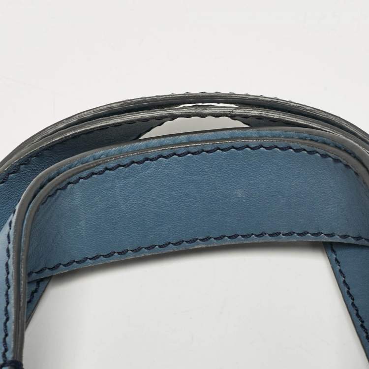 Pre Owned Chloe Blue Leather Studded Logo Patsy Tote