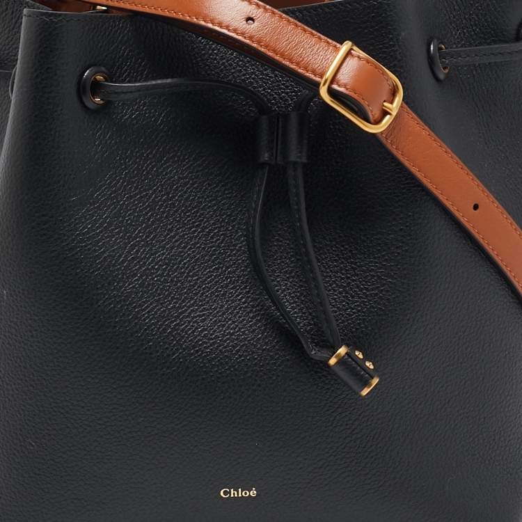 Pre Owned Chloe Black/Brown Leather Marcie Bucket Bag
