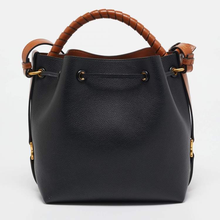 Pre Owned Chloe Black/Brown Leather Marcie Bucket Bag