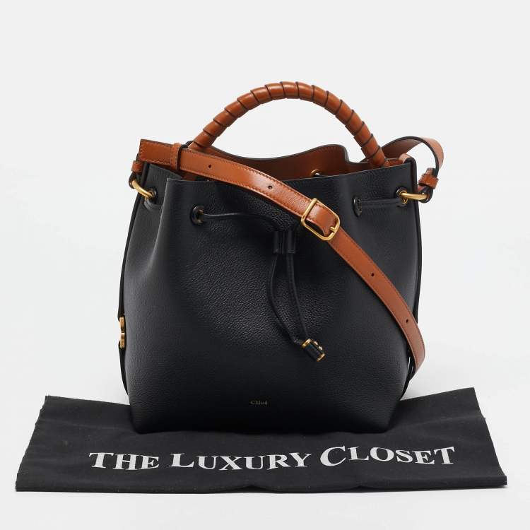 Pre Owned Chloe Black/Brown Leather Marcie Bucket Bag