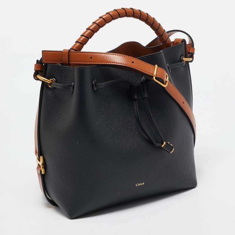 Pre Owned Chloe Black/Brown Leather Marcie Bucket Bag