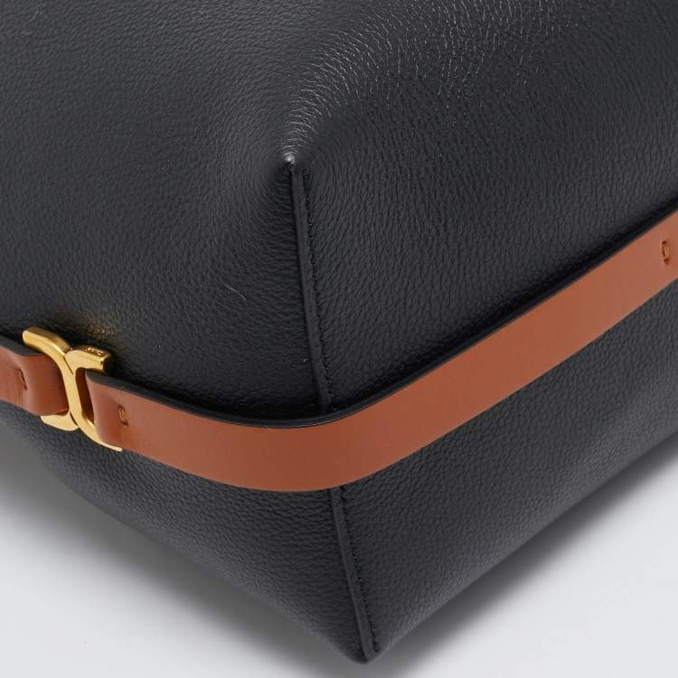 Pre Owned Chloe Black/Brown Leather Marcie Bucket Bag