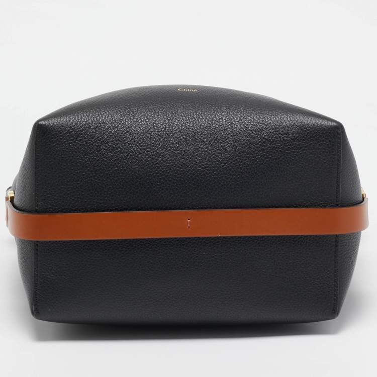 Pre Owned Chloe Black/Brown Leather Marcie Bucket Bag