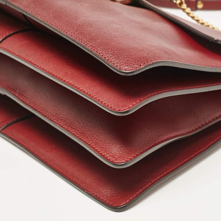 Pre Owned Chloe Red Leather Medium Faye Shoulder Bag