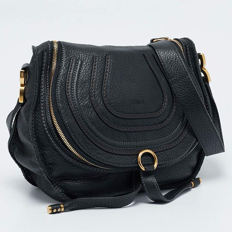 Pre Owned Chloe Black Leather Medium Marcie Crossbody Bag