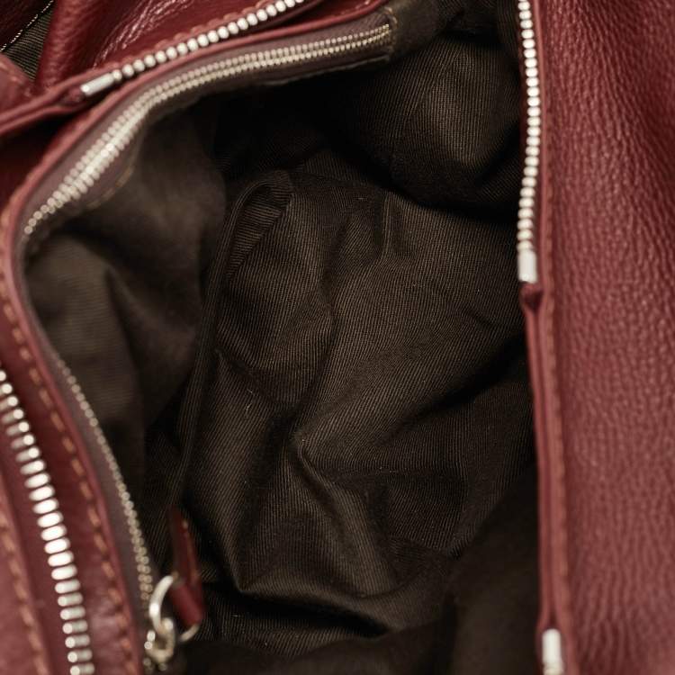 Pre Owned Chloe Burgundy Leather  Large Paddington Shoulder Bag