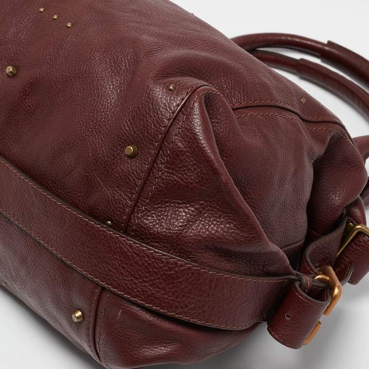 Pre Owned Chloe Burgundy Leather  Large Paddington Shoulder Bag