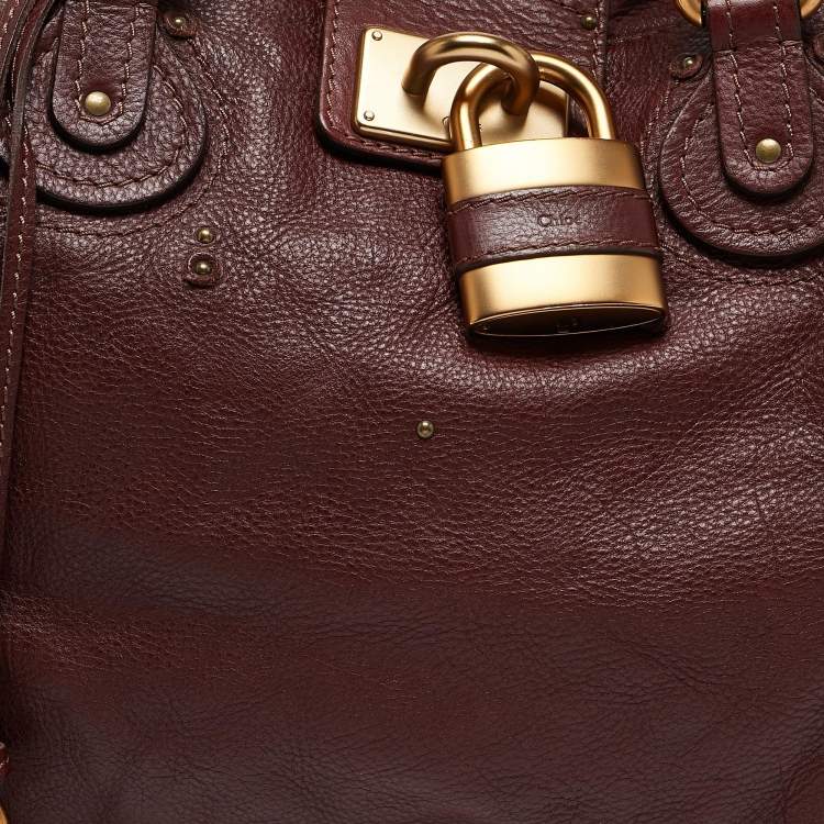Pre Owned Chloe Burgundy Leather  Large Paddington Shoulder Bag
