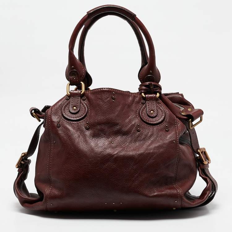 Pre Owned Chloe Burgundy Leather  Large Paddington Shoulder Bag