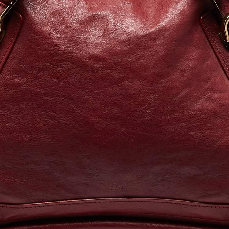 Pre Owned Chloe Dark Fuchsia Leather Medium Paraty Shoulder Bag