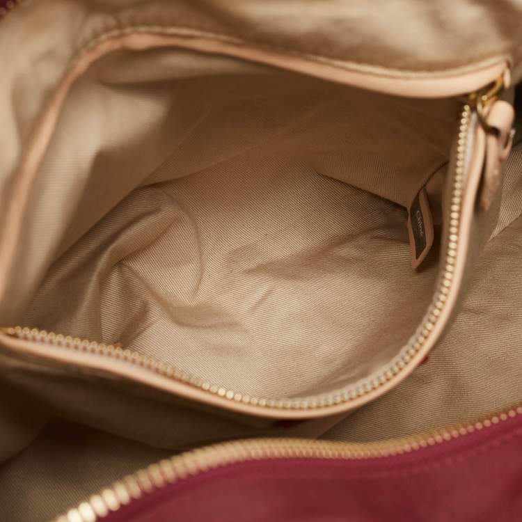 Pre Owned Chloe Dark Fuchsia Leather Medium Paraty Shoulder Bag