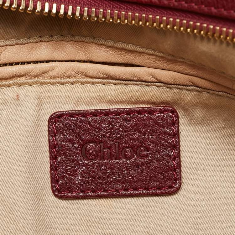 Pre Owned Chloe Dark Fuchsia Leather Medium Paraty Shoulder Bag