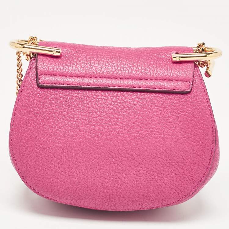 Pre Owned Chloe Magenta Pink Leather Nano Drew Chain Shoulder Bag