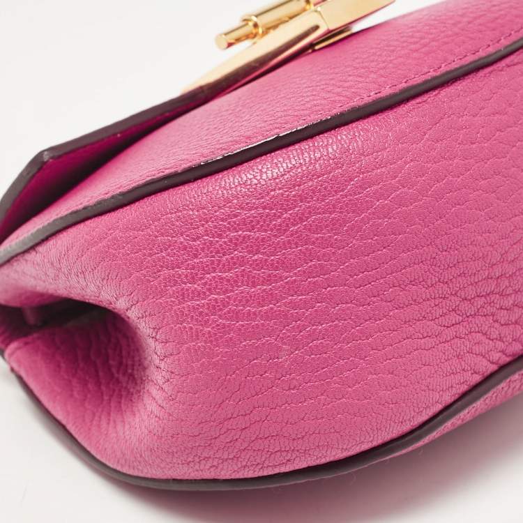 Pre Owned Chloe Magenta Pink Leather Nano Drew Chain Shoulder Bag