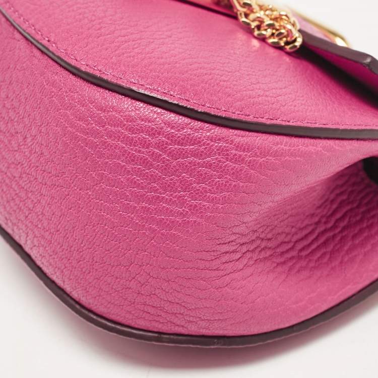 Pre Owned Chloe Magenta Pink Leather Nano Drew Chain Shoulder Bag