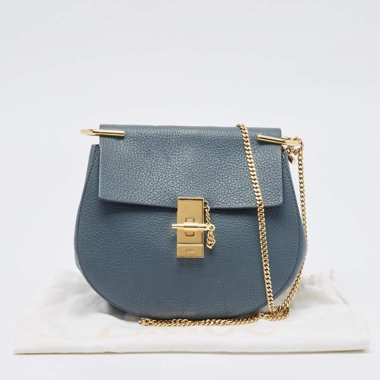 Pre Owned Chloe Blue Leather Medium Drew Shoulder Bag