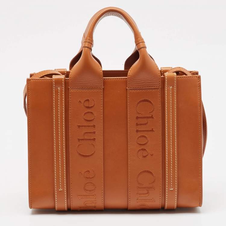 Pre Owned Chloe Brown Leather Small Woody Tote
