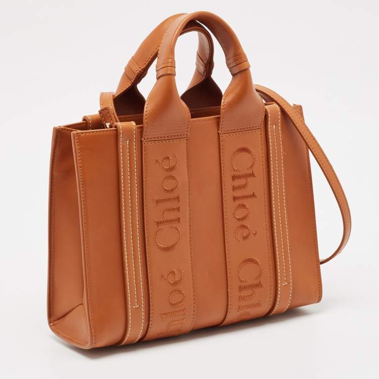 Pre Owned Chloe Brown Leather Small Woody Tote
