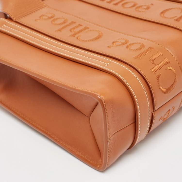 Pre Owned Chloe Brown Leather Small Woody Tote