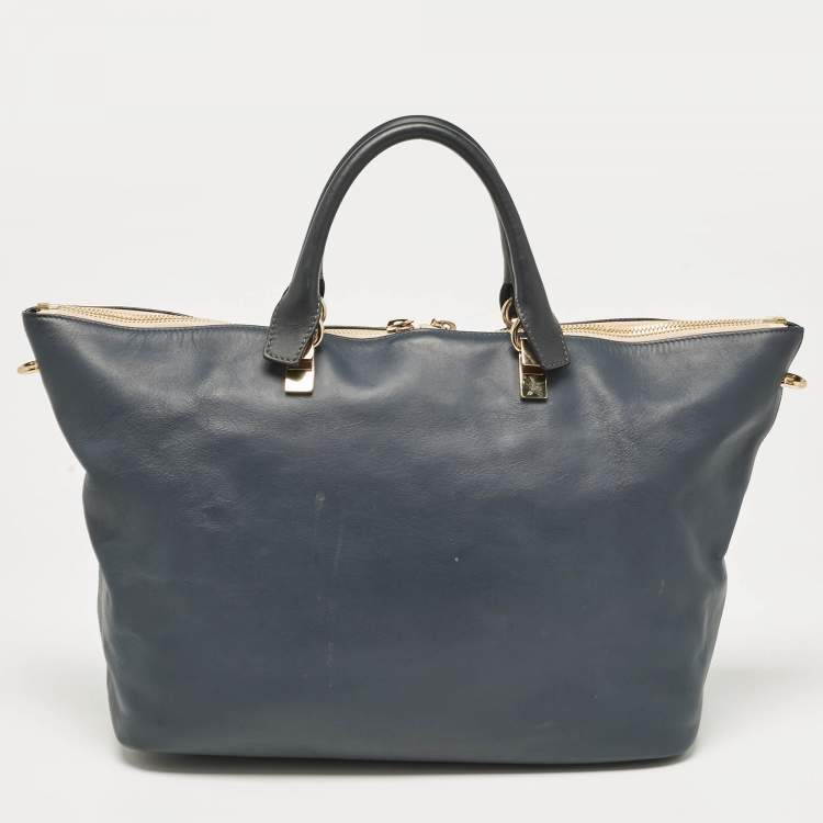 Pre Owned Chloe Two Tone Blue Leather Large Baylee Tote