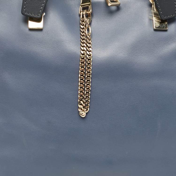 Pre Owned Chloe Two Tone Blue Leather Large Baylee Tote