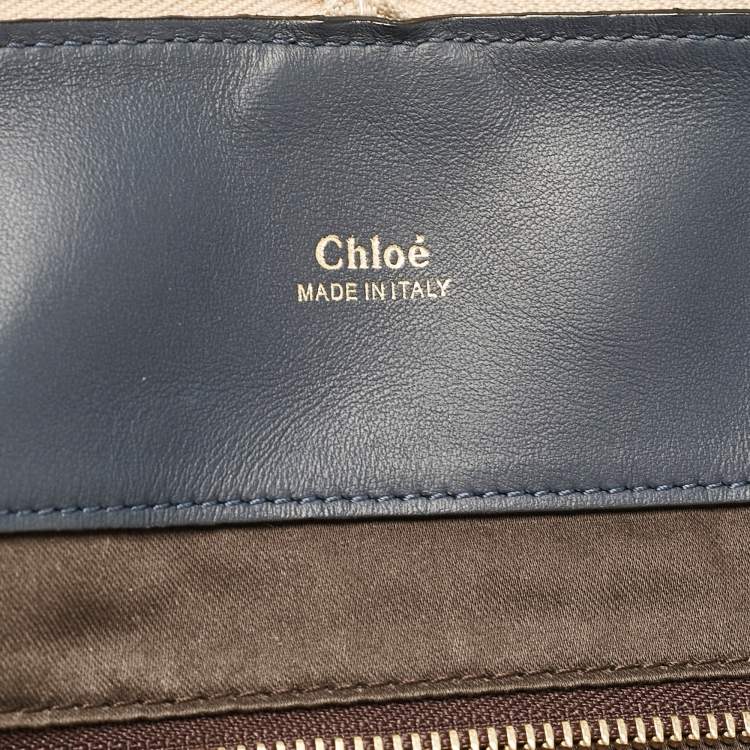Pre Owned Chloe Two Tone Blue Leather Large Baylee Tote