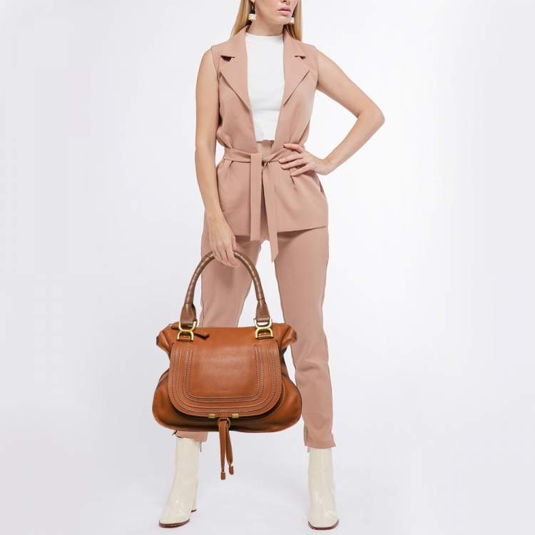 مملوكة مسبقًا Chloe Brown Leather Medium Marcie Shoulder Bag