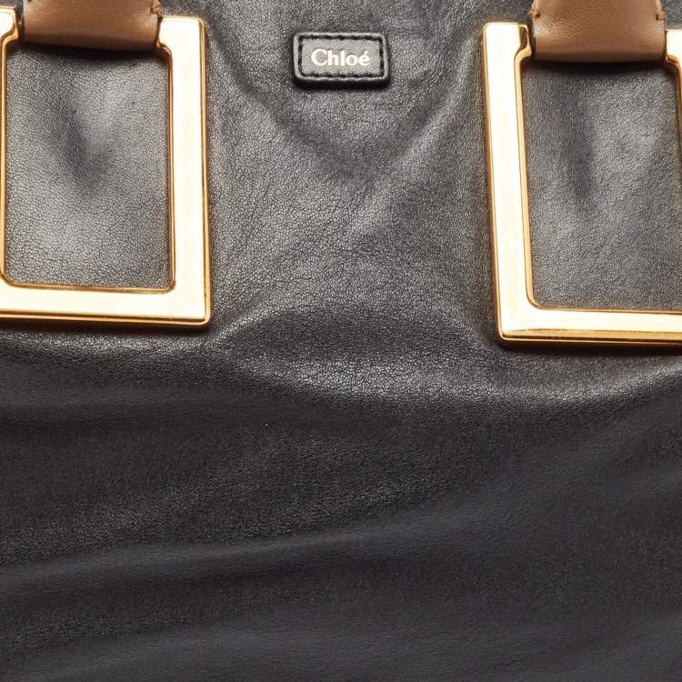 Pre Owned Chloe Black/Beige Leather Medium Ethel Satchel