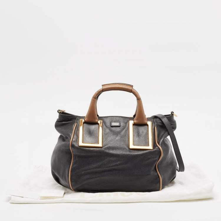 Pre Owned Chloe Black/Beige Leather Medium Ethel Satchel