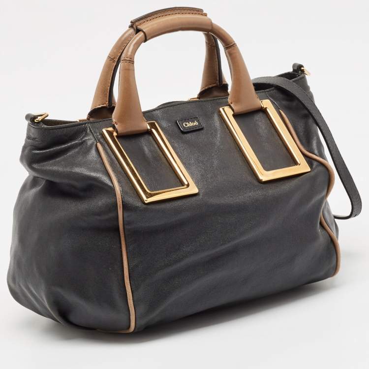 Pre Owned Chloe Black/Beige Leather Medium Ethel Satchel